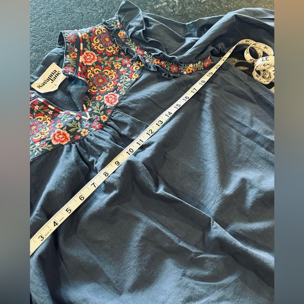 Savanna Jane Blue Floral Embroidered Blouse - Picture 7 of 9